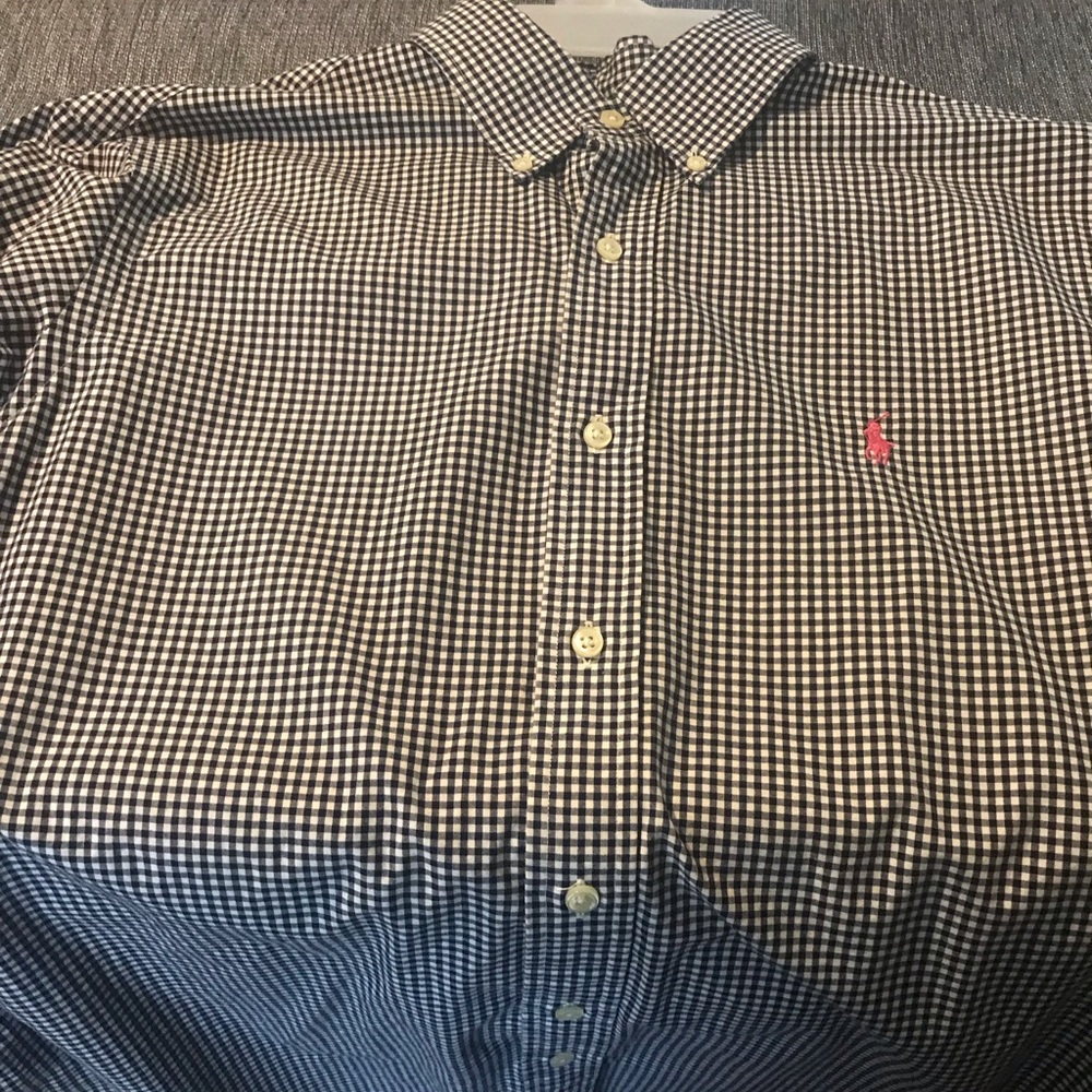 Ralph Lauren button up with pink pony